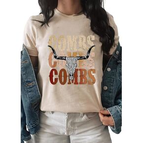 Retro Steer Skull Western T-Shirts for Women Cowboy Vintage Graphic Tees Country Concert Shirt Western Retro Shirt
