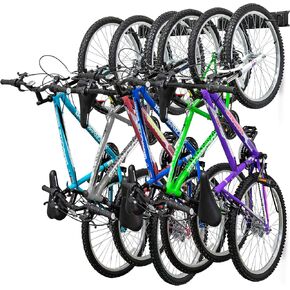 Garage Bike Rack, Wall mounted Bicycle Storage Hanger, 6 Adjustable Hooks Universal for Indoor & Home Use