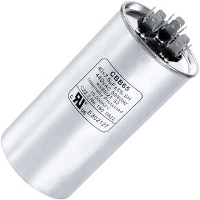 BlueStars 40+7.5 uF ±5% 40/7.5 MFD 370/440 VAC Dual Run Start Round Capacitor CBB65 CBB65B 50/60Hz 10000AFC for Condenser Straight Cool or Heat Pump Air Conditioner or AC Motor and Fan Starting