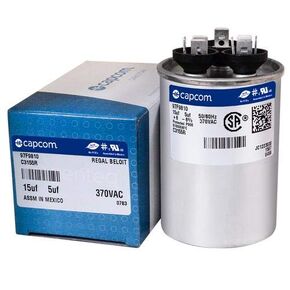97F9810 - 15 + 5 uf MFD 370 Volt VAC - GE Round Dual Run Capacitor Upgrade