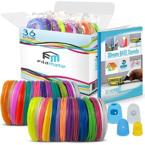 Filamate 3D Pen Filament - 1.75mm PLA Plastic - 3D Pen Refills with Stencils - 360 Feet of Assorted Filament: 0.02mm Tolerance for 3D Drawing and Doodling in Saudi Arabia