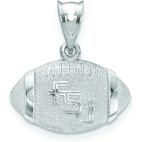 Florida State University Fsu Staggered Letters 3D Football Logo Pendant w/Chain