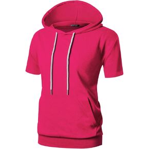 GIVON Women's Comfortable Short Sleeve Hoodie Pullover Hooded Sweatshirt with Kangaroo Pocket