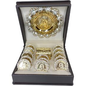 Gold-plated Hand-made Wedding Arras Coins Our Lady Of Guadalupe Bust