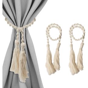 2-Pack Curtain Tiebacks Macrame Holdbacks Handmade Curtain Tie Back Holder