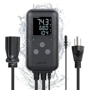 Reptile thermostat, Greenhouse Temperature Controller, Digital Waterproof Thermostat for Home Brewing Fermentation Breeding Incubation Greenhouse Terrarium, Heating & Cooling Outlet 110V 15A 1650W