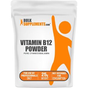 BulkSupplements.com Pure Vitamin B12 Powder - as Cyanocobalamin, Vitamin B Supplements, Cyanocobalamin B12 Supplement - Pure Product, Multiple Servings, 10g (0.35 oz) (Pack of 1)