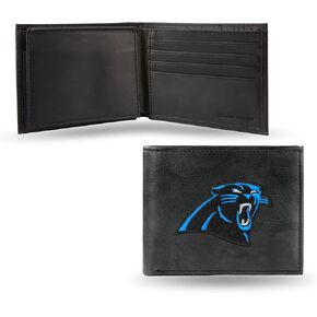 Rico Industries NFL Embroidered Leather Billfold Wallet, Carolina Panthers, 3.25 x 4.25-inches