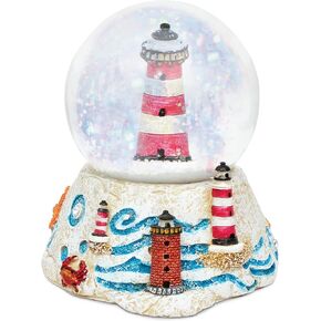 CoTa Global Lighthouse Stone Snow Globe - Sparkly Water Globe Figurine with Sparkling Glitter, Collectible Novelty Ornament for Home Decor, for Birthdays, Christmas, and Valentine's Day