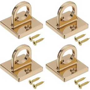 PATIKIL Pad Eye Plate U Hooks, 4 Pack Metal Ceiling Hook Wall Mount Loop with Screws Hardware Ring Hooks for Hanging Ropes in Queue Barrier, Black