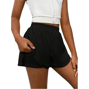 Floerns Girl's 2 in 1 Workout Running Athletic Tennis Butterfly Flowy Shorts