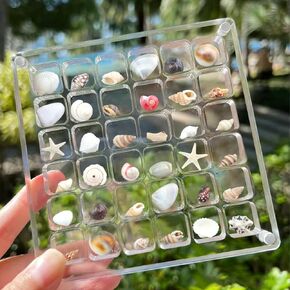 Acrylic Magnetic Seashell Display Box, 36 Grids Clear Seashell Storage Box Seashell Display Box Transparent Seashell Storage for Seashell Bead, Nail, Jewelry