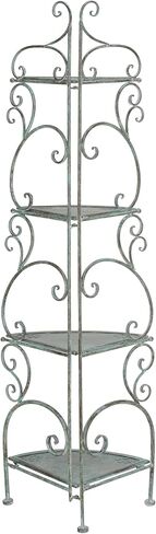 SAFAVIEH Outdoor Collection Turuca Antique Dark Green Wrought Iron 4-Tier Corner Shelf (Fully Assembled) in Saudi Arabia