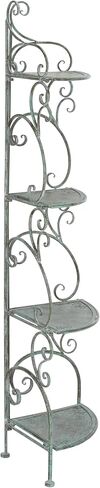 SAFAVIEH Outdoor Collection Turuca Antique Dark Green Wrought Iron 4-Tier Corner Shelf (Fully Assembled) in Saudi Arabia