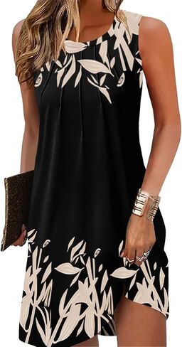 Summer Beach Dresses for Women 2024 Casual Sleeveless Floral Print Pleated Sundress Cover Ups Fashion Maxi Dress in Saudi Arabia