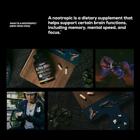 ONNIT Alpha Brain Premium Nootropic Brain Supplement - Caffeine-Free Focus Capsules for Concentration, Brain Booster & Memory Support - Cat's Claw, Bacopa, Oat Straw (30ct 2-pack) in Kuwait