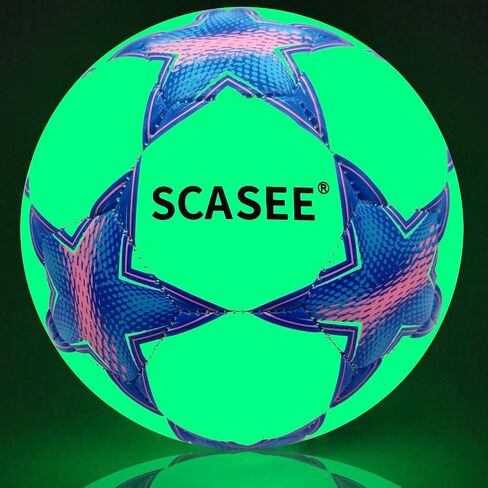Soccer Ball Holographic Size 5 & Size 4 & Size 3 Glow in The Dark Soccer Balls with Pump and Net Ball- Gifts for Kids,Men,Adults in Saudi Arabia