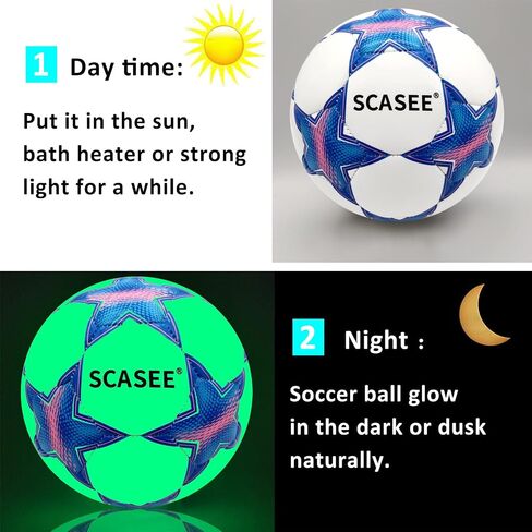 Soccer Ball Holographic Size 5 & Size 4 & Size 3 Glow in The Dark Soccer Balls with Pump and Net Ball- Gifts for Kids,Men,Adults in Saudi Arabia