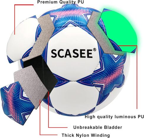 Soccer Ball Holographic Size 5 & Size 4 & Size 3 Glow in The Dark Soccer Balls with Pump and Net Ball- Gifts for Kids,Men,Adults in Saudi Arabia