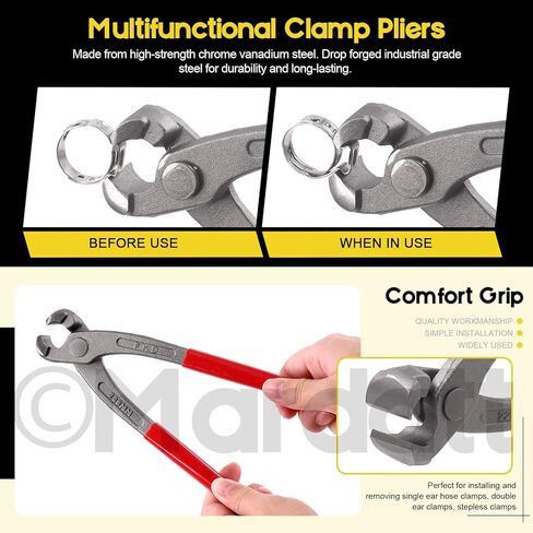 47 قطعة من مشابك خرطوم الأذن المفردة مع كماشة مشبك الأذن وأداة تجعيد وقاطع الأنابيب، مجموعة متنوعة من خرطوم الفولاذ المقاوم للصدأ 304 من 7 مم إلى 18.5 مم لاستخدام سباكة السيارات in Kuwait