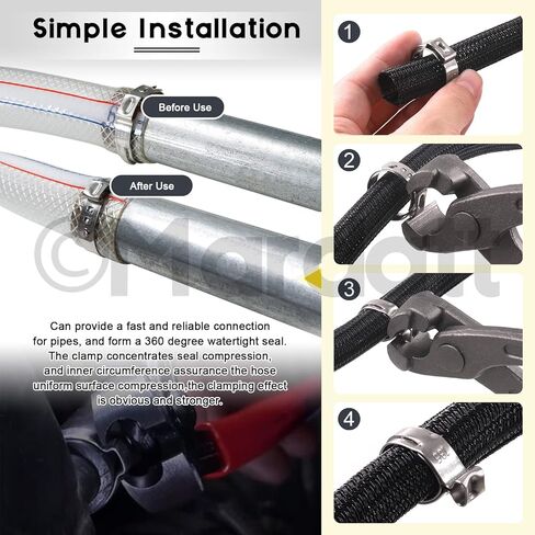 47 قطعة من مشابك خرطوم الأذن المفردة مع كماشة مشبك الأذن وأداة تجعيد وقاطع الأنابيب، مجموعة متنوعة من خرطوم الفولاذ المقاوم للصدأ 304 من 7 مم إلى 18.5 مم لاستخدام سباكة السيارات in Kuwait