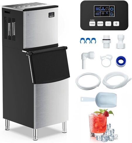 Commercial Ice Maker Machine - 350LBS/24H, 220LBS Capacity, Stainless Steel, Self-Cleaning, Efficient & Energy-Saving, Powerful Ice Making in Saudi Arabia