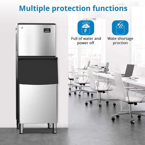 Commercial Ice Maker Machine - 350LBS/24H, 220LBS Capacity, Stainless Steel, Self-Cleaning, Efficient & Energy-Saving, Powerful Ice Making in Saudi Arabia