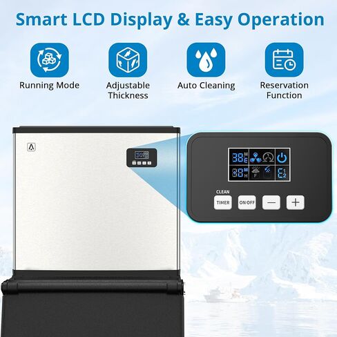 Commercial Ice Maker Machine - 350LBS/24H, 220LBS Capacity, Stainless Steel, Self-Cleaning, Efficient & Energy-Saving, Powerful Ice Making in Saudi Arabia