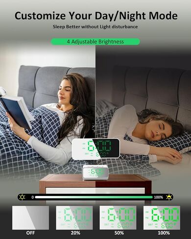 Kungfuking Electronic Alarm Clock with USB Power Strip, PD 20W Alarm Clock Charging Station with 4 USB Max 3.4A/Port and 2 Outlets, 1700J Surge Protection Desk Outlet for Travel, Home, Hotel in Saudi Arabia