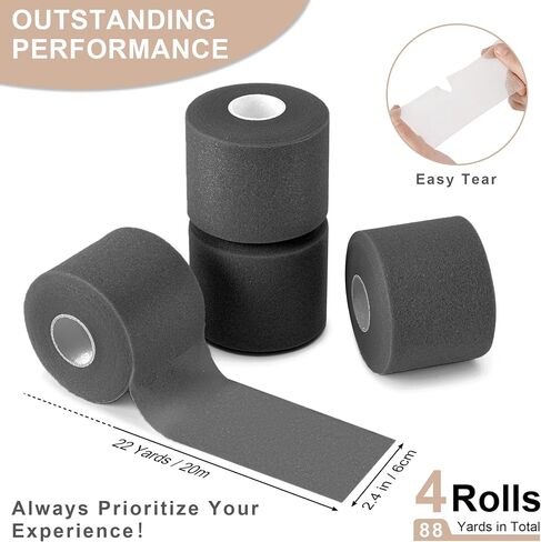 4 Pcs Pre Wrap Athletic Tape, Foam Underwrap Bandage Sports Tape, Wrists Elbow Knees Ankles Tape for Gymnastics Boxing Climbing in Saudi Arabia