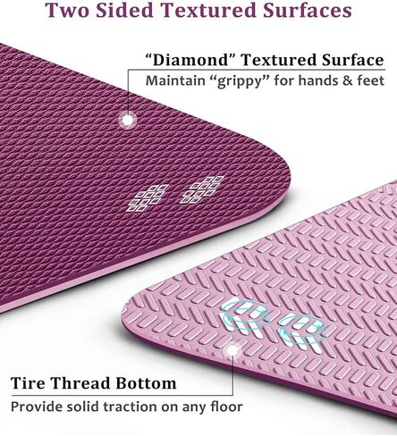 Heathyoga Eco Friendly Non Slip Yoga Mat, Body Alignment System, SGS Certified TPE Material - Textured Non Slip Surface and Optimal Cushioning,72"x 26" Thickness 1/4" in Kuwait