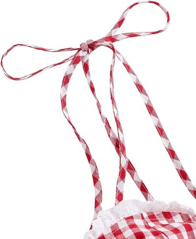 Floerns Women's Gingham Print tie Shoulder Sleeveless Ruffle Hem cami Dress in Kuwait