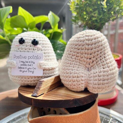 Positive Potato Bulk Emotional Support Pickle Nuggets Mini Funny Positive Potato Set Positive Crochet Animals Bulk Funny Stuff for Friends (D-potato with butt) in Saudi Arabia