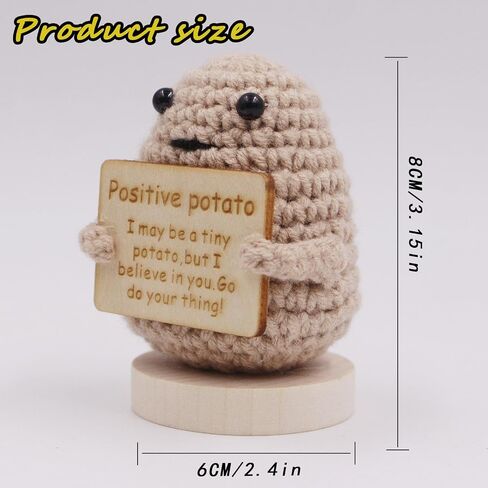 Funny Mini Positive Potato,3 inch Knitted Potato Toy with Positive Card Creative Cute Wool Inspirational Potato Crochet Doll Cheer Up Gifts for Christmas Decoration Encouragement Thanksgiving Day in Saudi Arabia