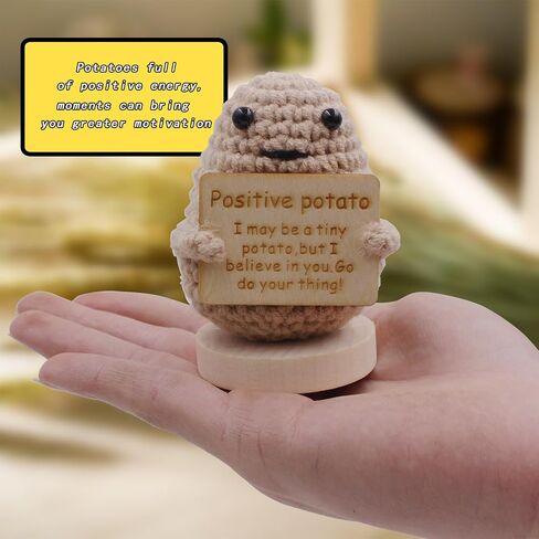 Funny Mini Positive Potato,3 inch Knitted Potato Toy with Positive Card Creative Cute Wool Inspirational Potato Crochet Doll Cheer Up Gifts for Christmas Decoration Encouragement Thanksgiving Day in Saudi Arabia