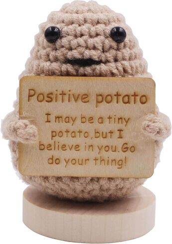 Funny Mini Positive Potato,3 inch Knitted Potato Toy with Positive Card Creative Cute Wool Inspirational Potato Crochet Doll Cheer Up Gifts for Christmas Decoration Encouragement Thanksgiving Day in Saudi Arabia