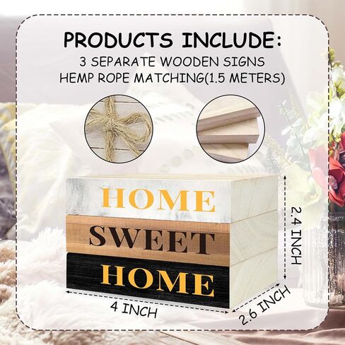 Decorative Books for Home Decor, Rustic Wood Book Stack for Table Decor, Home Sweet Home Decor Books for Living Room Bookshelf, Farmhouse Stacked Books Decor (L09) in Saudi Arabia