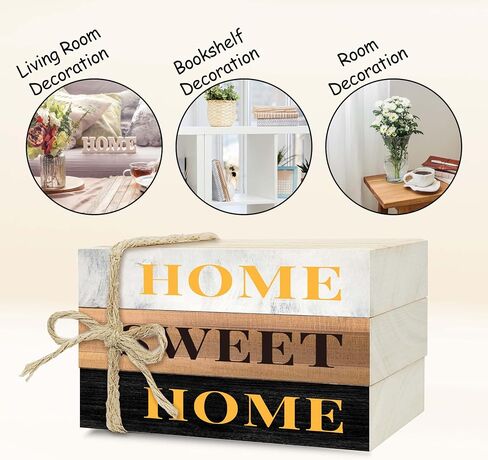 Decorative Books for Home Decor, Rustic Wood Book Stack for Table Decor, Home Sweet Home Decor Books for Living Room Bookshelf, Farmhouse Stacked Books Decor (L09) in Saudi Arabia