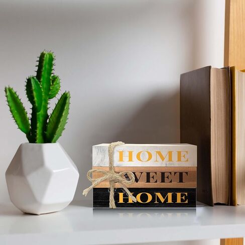 Decorative Books for Home Decor, Rustic Wood Book Stack for Table Decor, Home Sweet Home Decor Books for Living Room Bookshelf, Farmhouse Stacked Books Decor (L09) in Saudi Arabia