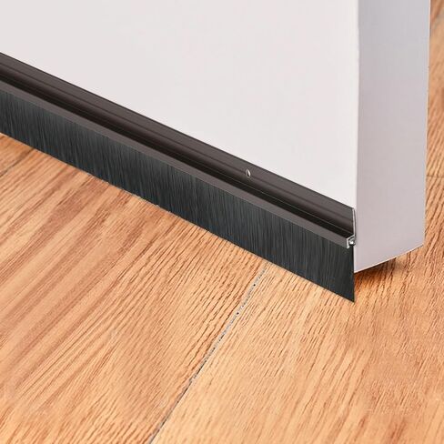1 Pcs Door Bottom Sweep 3 ft /40 inch Door Brush Bottom Sweep Metal Holder and Nylon Soft Brush, Brown in Saudi Arabia