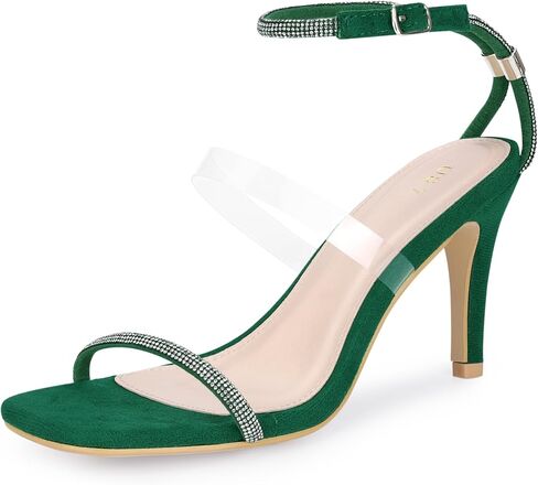 Allegra K Women's Square Toe Rhinestone Adjustable Ankle Strap Stiletto Heels Sandal in Saudi Arabia