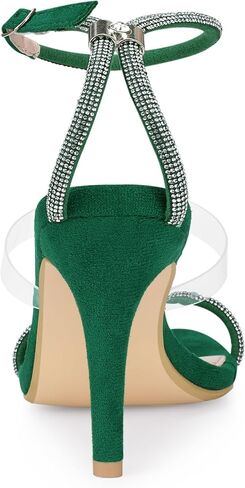 Allegra K Women's Square Toe Rhinestone Adjustable Ankle Strap Stiletto Heels Sandal in Saudi Arabia