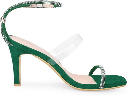 Allegra K Women's Square Toe Rhinestone Adjustable Ankle Strap Stiletto Heels Sandal in Saudi Arabia
