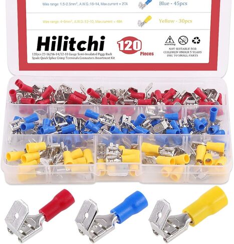 Hilitchi 120 قطعة 22-16/16-14/12-10AWG أصبع الظهر معزول محطات الأسلاك الكهربائية تجعيد موصلات مجموعة in Saudi Arabia