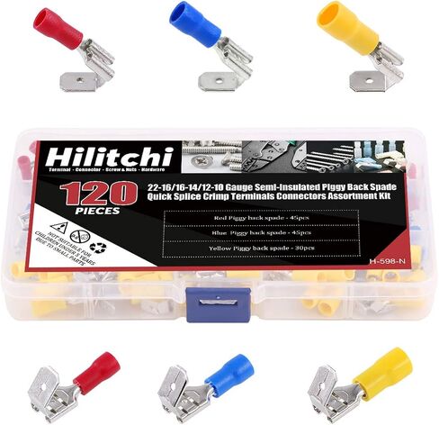 Hilitchi 120 قطعة 22-16/16-14/12-10AWG أصبع الظهر معزول محطات الأسلاك الكهربائية تجعيد موصلات مجموعة in Saudi Arabia