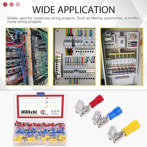 Hilitchi 120 قطعة 22-16/16-14/12-10AWG أصبع الظهر معزول محطات الأسلاك الكهربائية تجعيد موصلات مجموعة in Saudi Arabia
