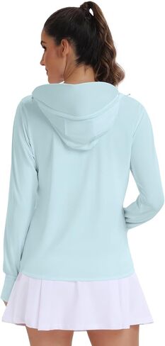 UPF 50+ Sun Protection Hoodie Jacket Sun Shirt for Women with Pocket Summer Clothing for Outdoor Hiking in Saudi Arabia