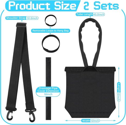 قطعتان من حامل حقيبة تصريف البول وحقيبة القسطرة مع غطاء أنبوب القسطرة وأغطية حقيبة القسطرة بحزام قابل للتعديل للرجال والنساء 2000 مل للسفر القسطرة، أسود in Kuwait