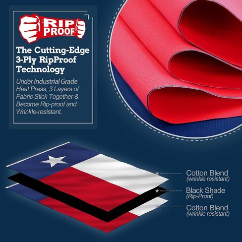 Anley Rip-Proof Technology Double Sided 3-Ply Texas State Flag 3x5 Foot - Vivid Color, Canvas Header and Wrinkle Resistant - The Strongest, Longest Lasting Lone Star Flags 3 X 5 Ft in Saudi Arabia