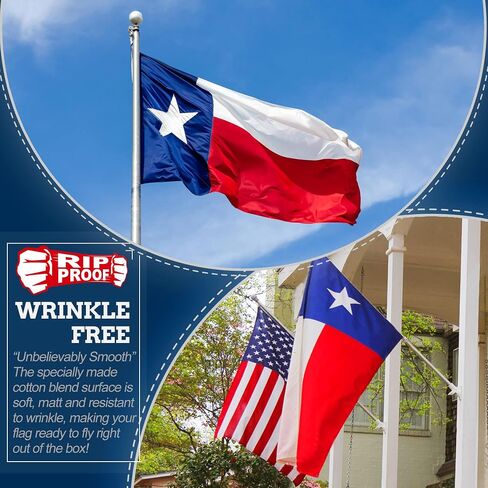Anley Rip-Proof Technology Double Sided 3-Ply Texas State Flag 3x5 Foot - Vivid Color, Canvas Header and Wrinkle Resistant - The Strongest, Longest Lasting Lone Star Flags 3 X 5 Ft in Saudi Arabia